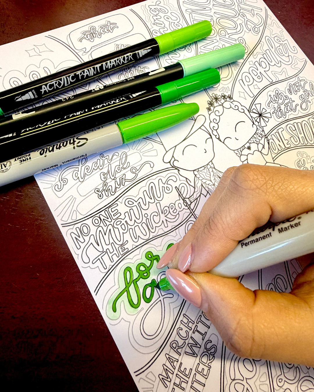 Wicked Colouring Sheet - Musical Inspired gift