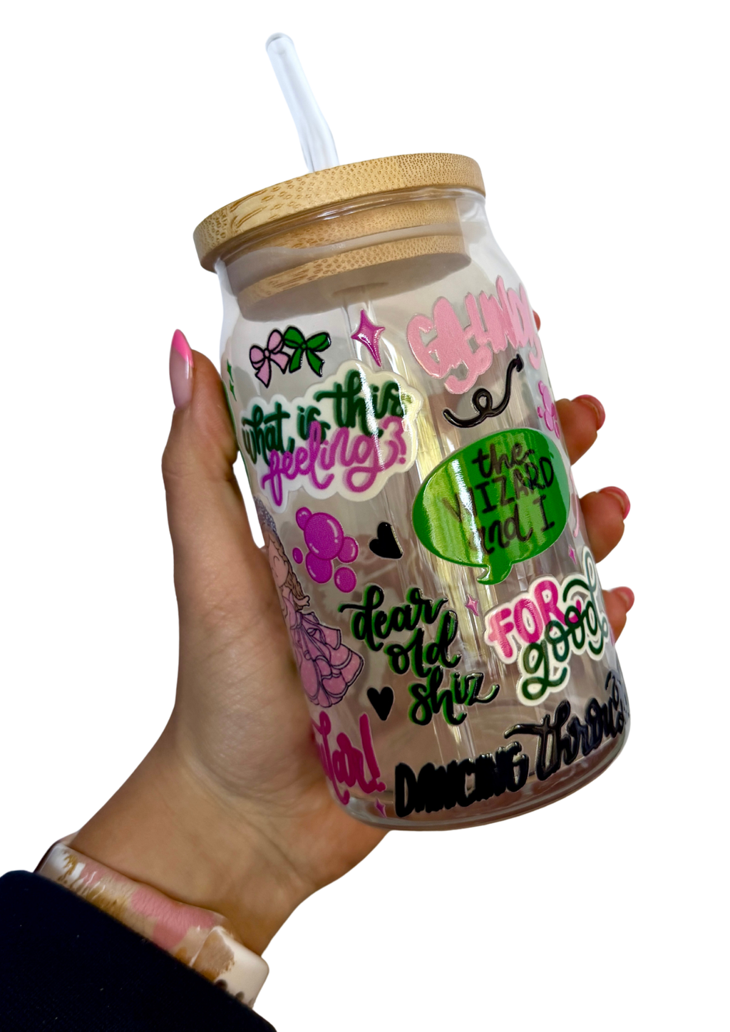 Wicked Inspired Glass Tumbler Cup with Straw