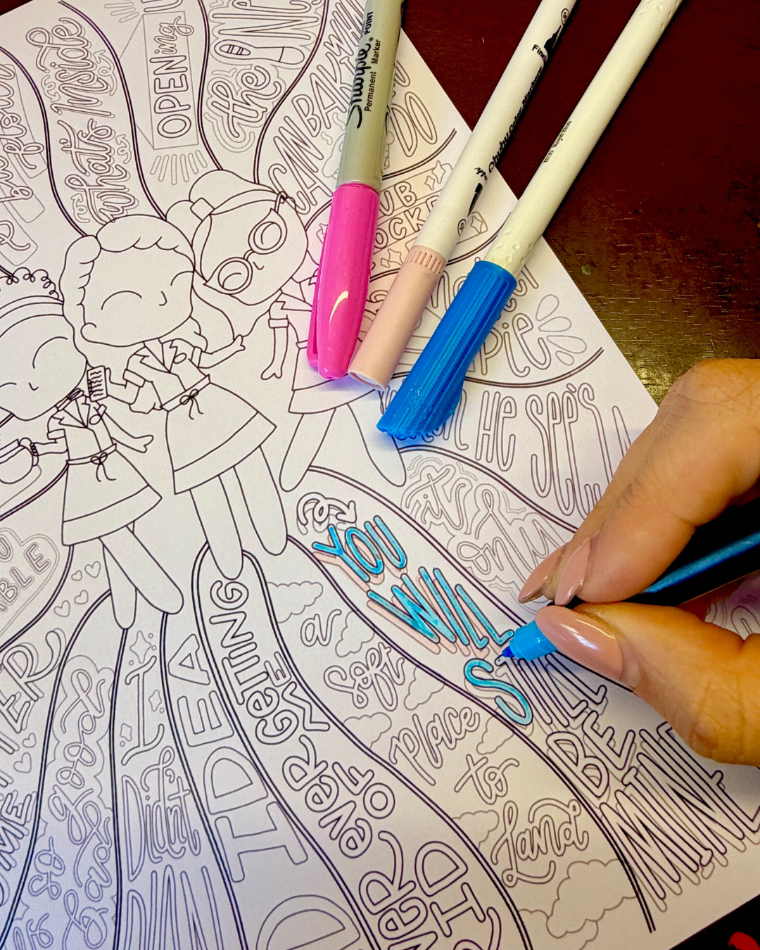 Waitress Colouring Sheet - Musical Inspired gift
