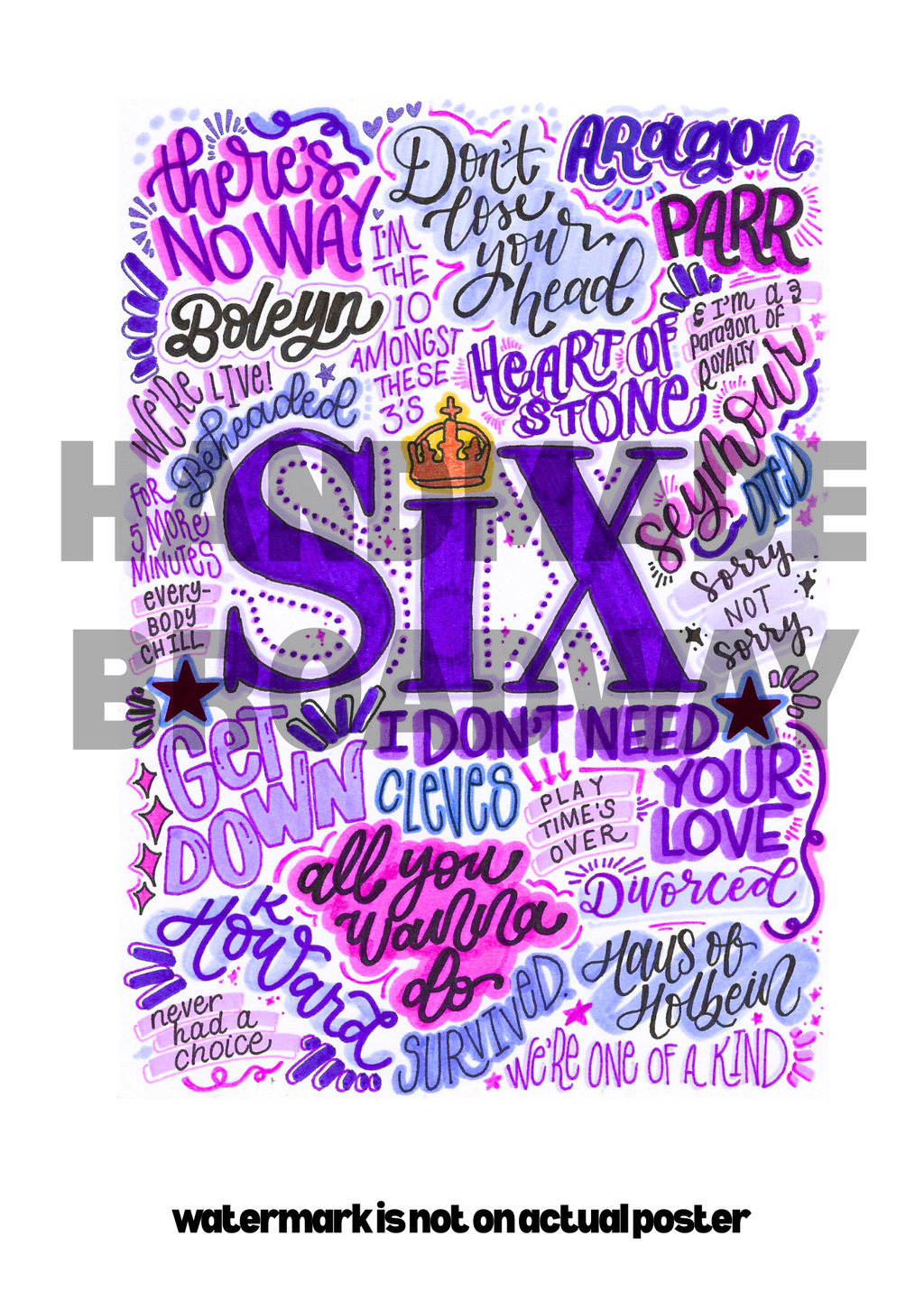 Six - Musical Inspired Glossy Print - Originally Hand Drawn