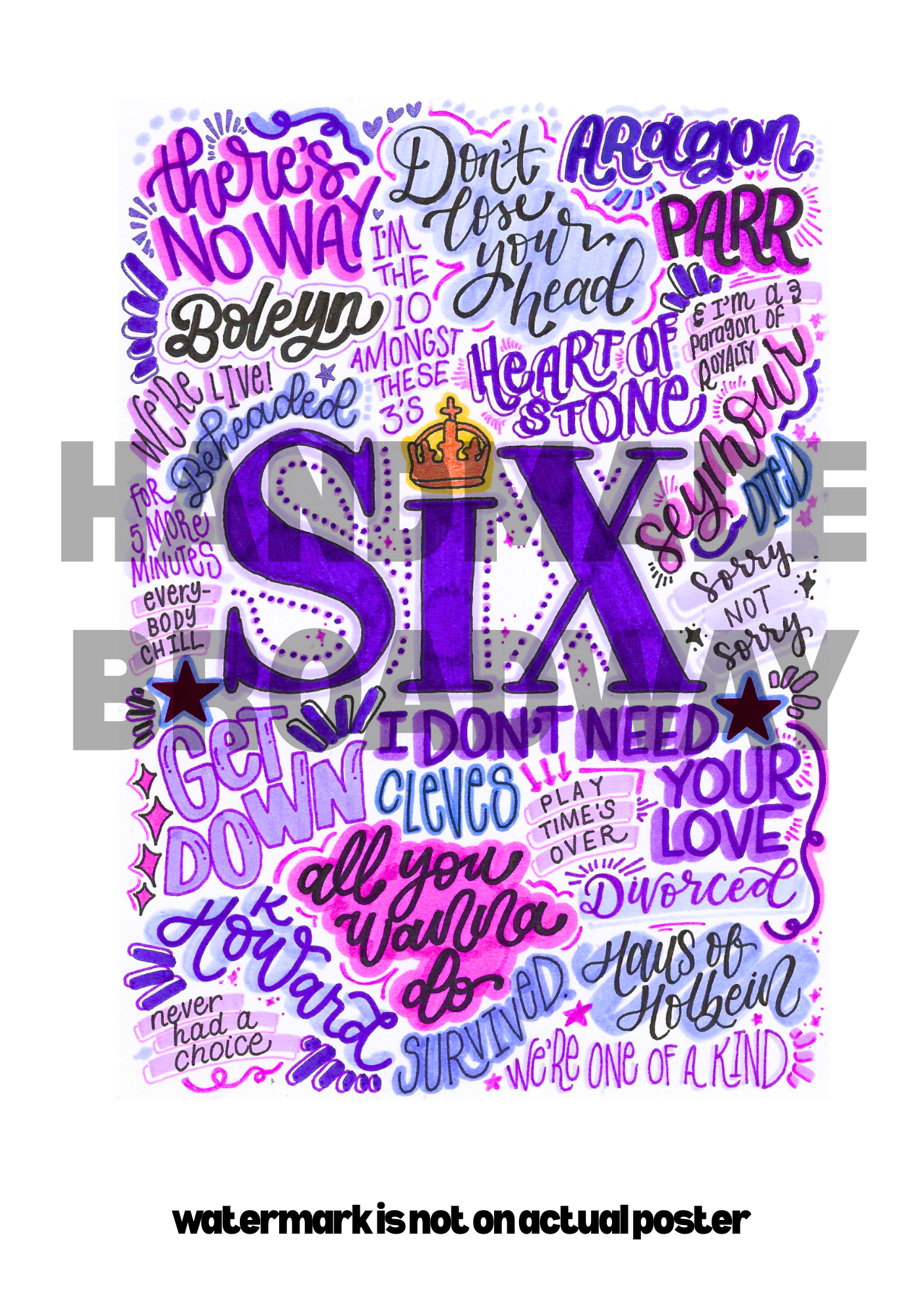 Six - Musical Inspired Glossy Print - Originally Hand Drawn