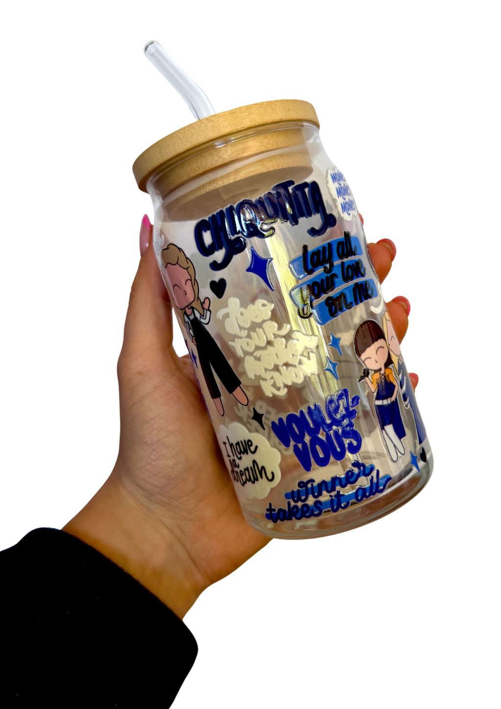 Mamma Mia the Musical Inspired Glass Tumbler Cup with Straw