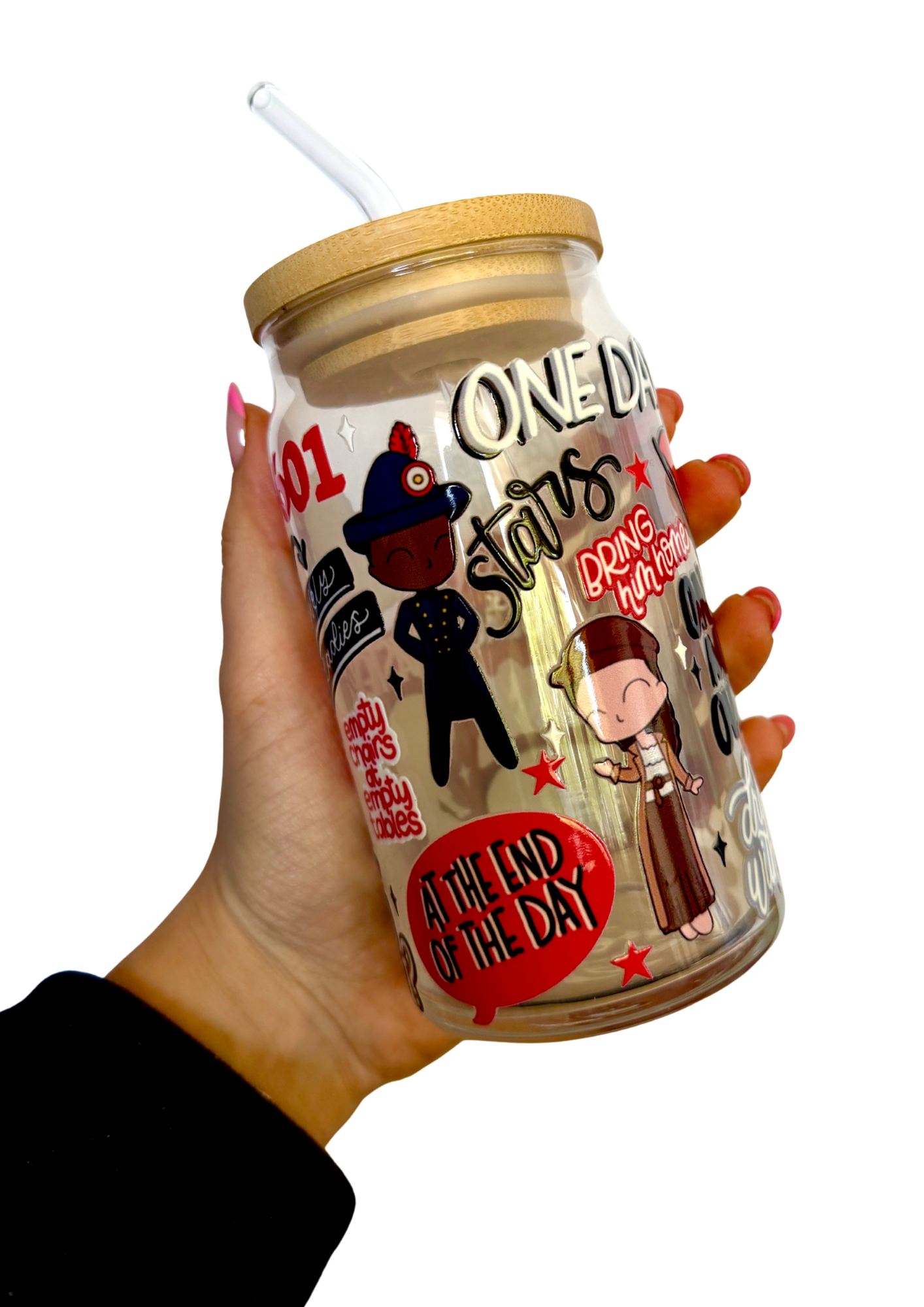 Les Miserables Musical Inspired Glass Tumbler Cup with Straw