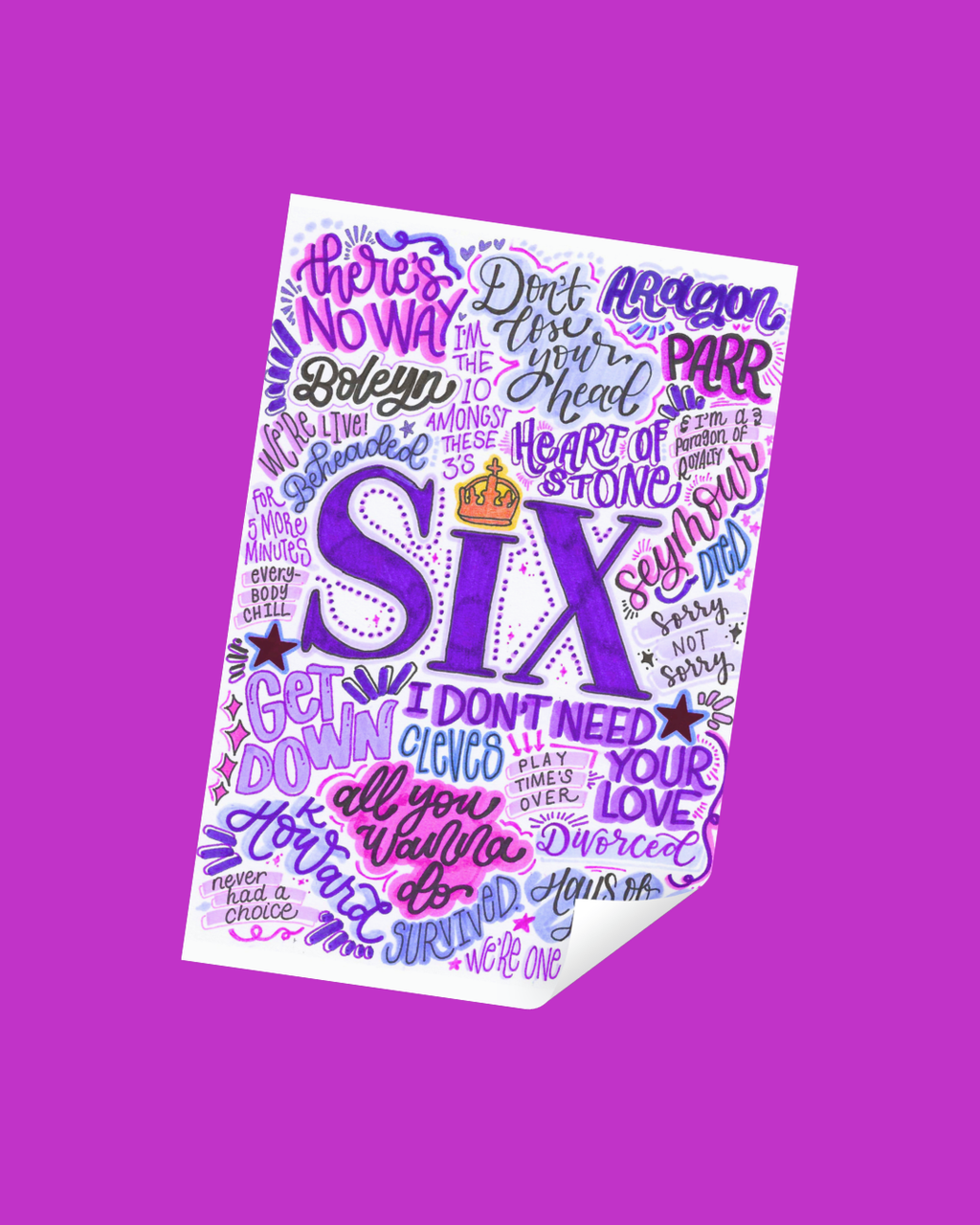 SIX the Musical Inspired Vinyl Poster Sticker – Perfect for Laptops, Water Bottles, Scrapbooks & More