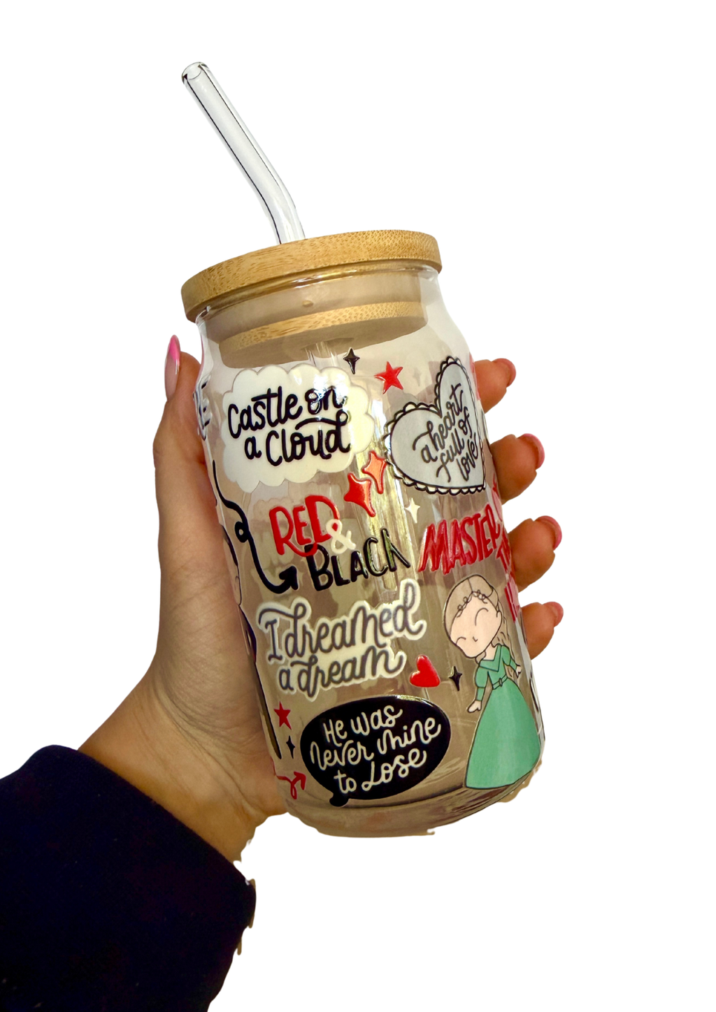 Les Miserables Musical Inspired Glass Tumbler Cup with Straw