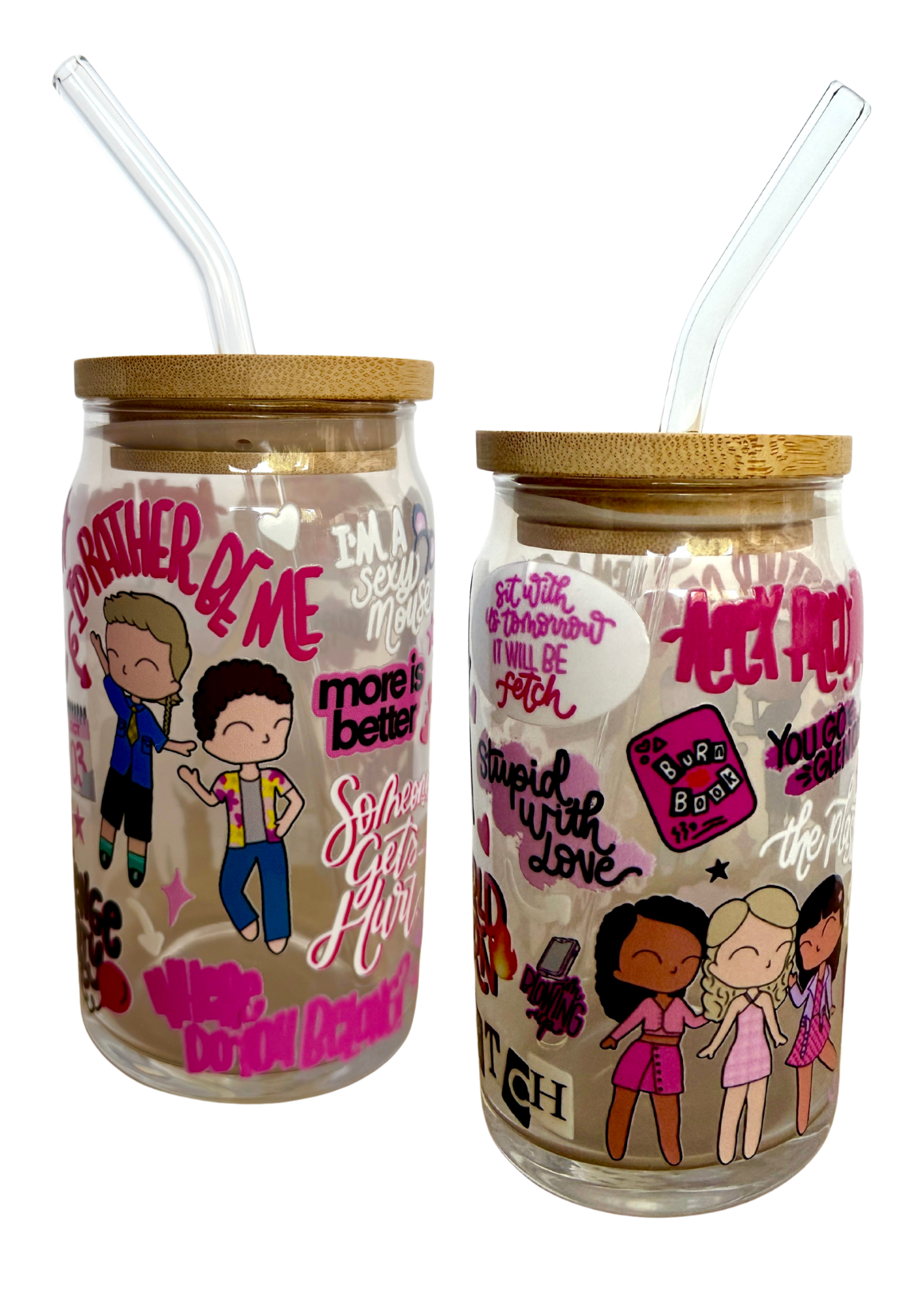 Mean Girls Musical Inspired Glass Tumbler Cup with Straw