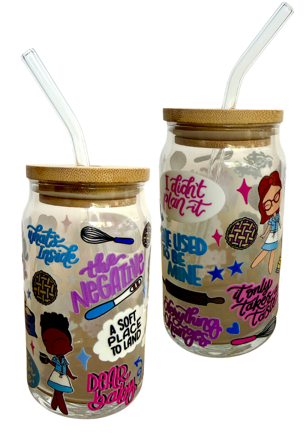 Waitress the musical Inspired Glass Tumbler Cup with Straw