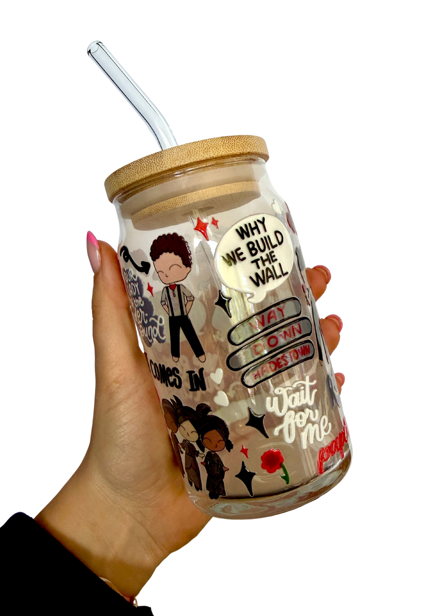 Hadestown Inspired Glass Tumbler Cup with Straw