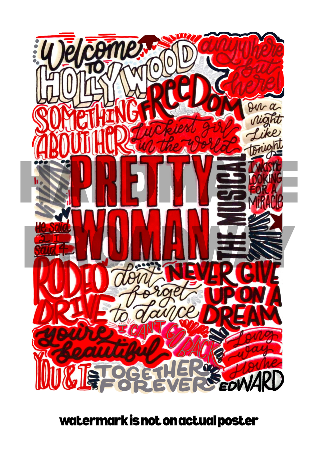 Pretty Woman - Musical Inspired Glossy Print - Originally Hand Drawn