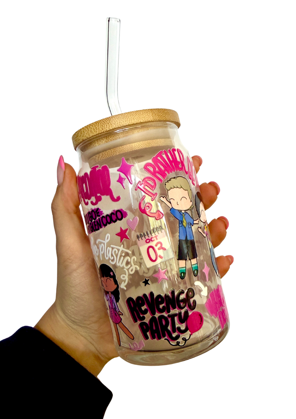 Mean Girls Musical Inspired Glass Tumbler Cup with Straw