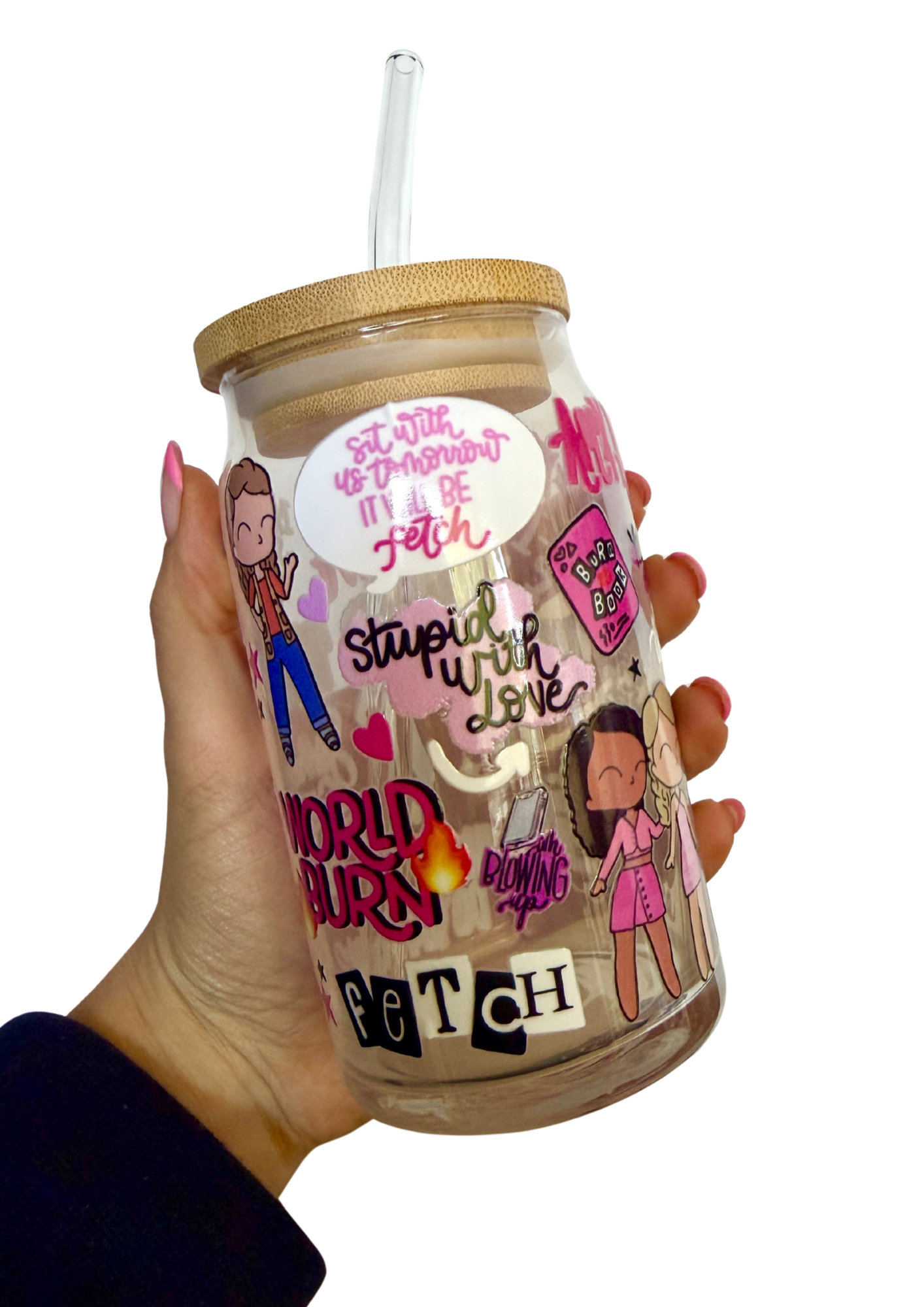 Mean Girls Musical Inspired Glass Tumbler Cup with Straw