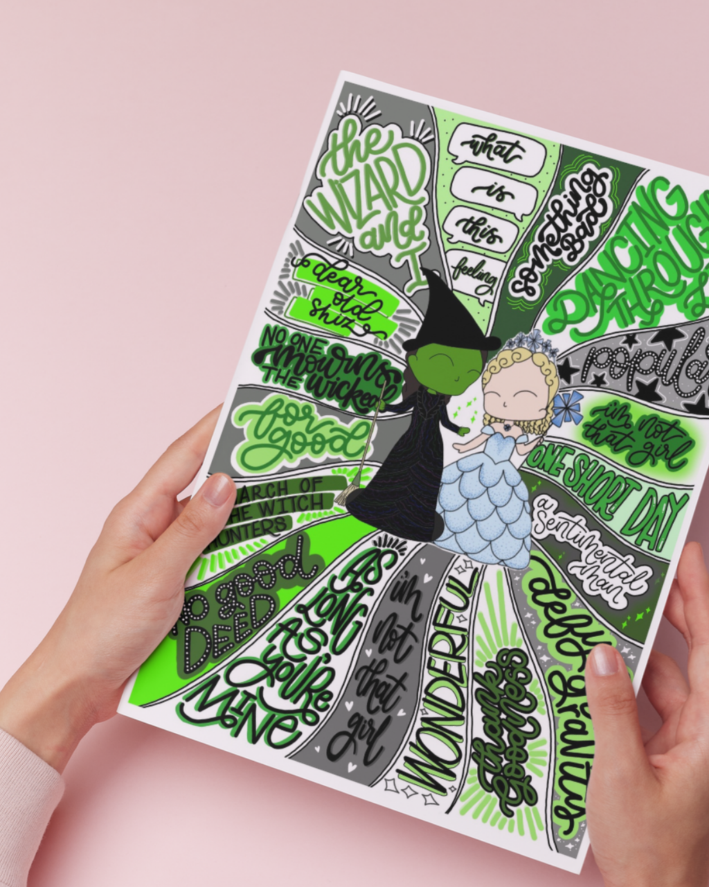 Wicked SWIRL poster - Musical Inspired Glossy Print - Originally Hand Drawn