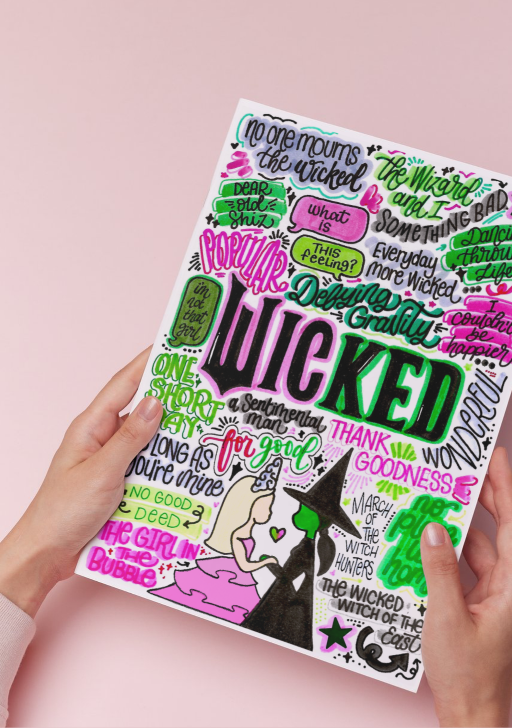 Wicked The Movie - Musical Inspired Glossy Print - Originally Hand Drawn