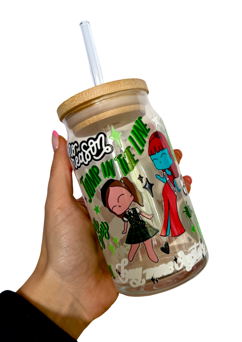 Beetlejuice Musical Inspired Glass Tumbler Cup with Straw