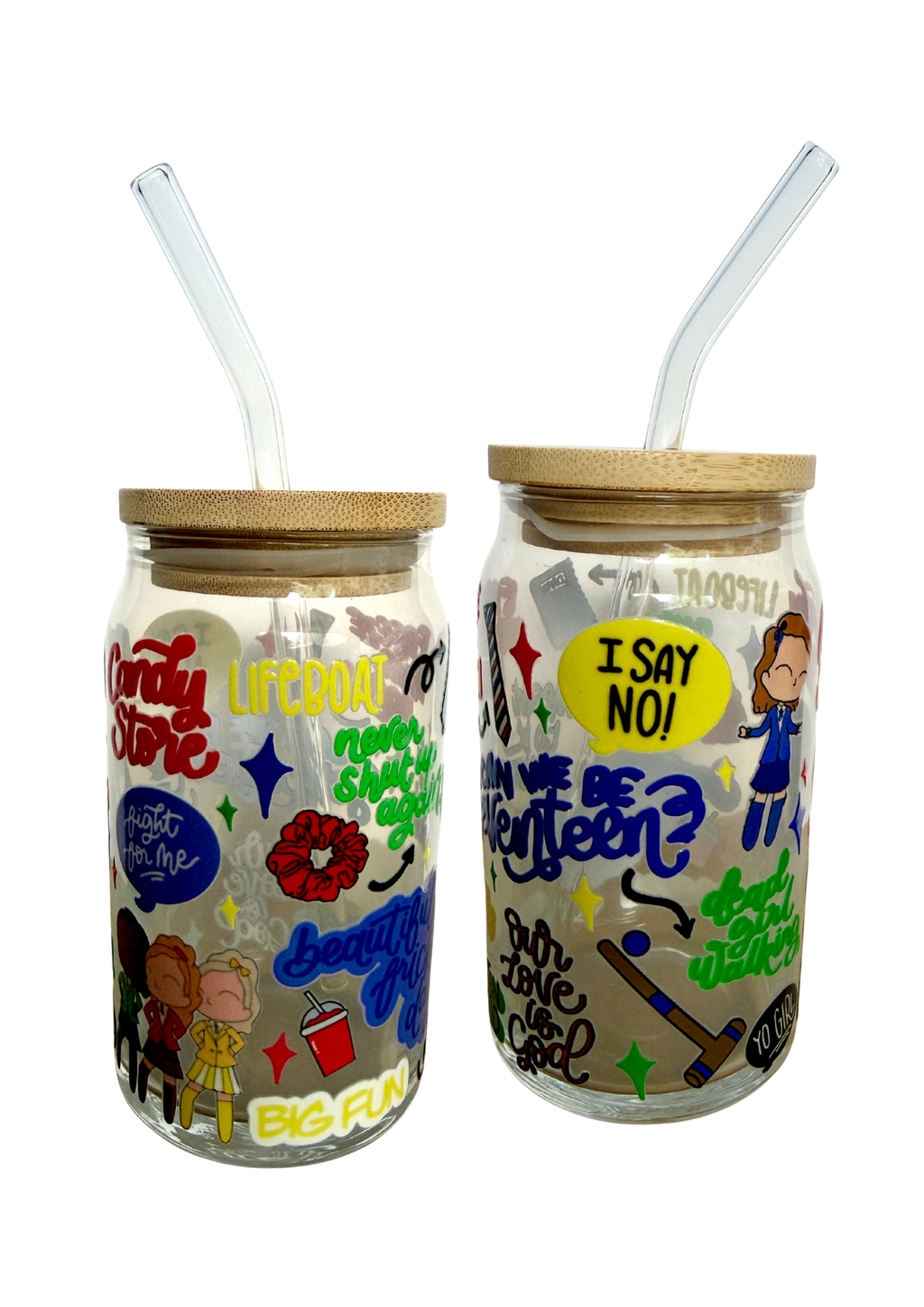 Heathers the musical Inspired Glass Tumbler Cup with Straw