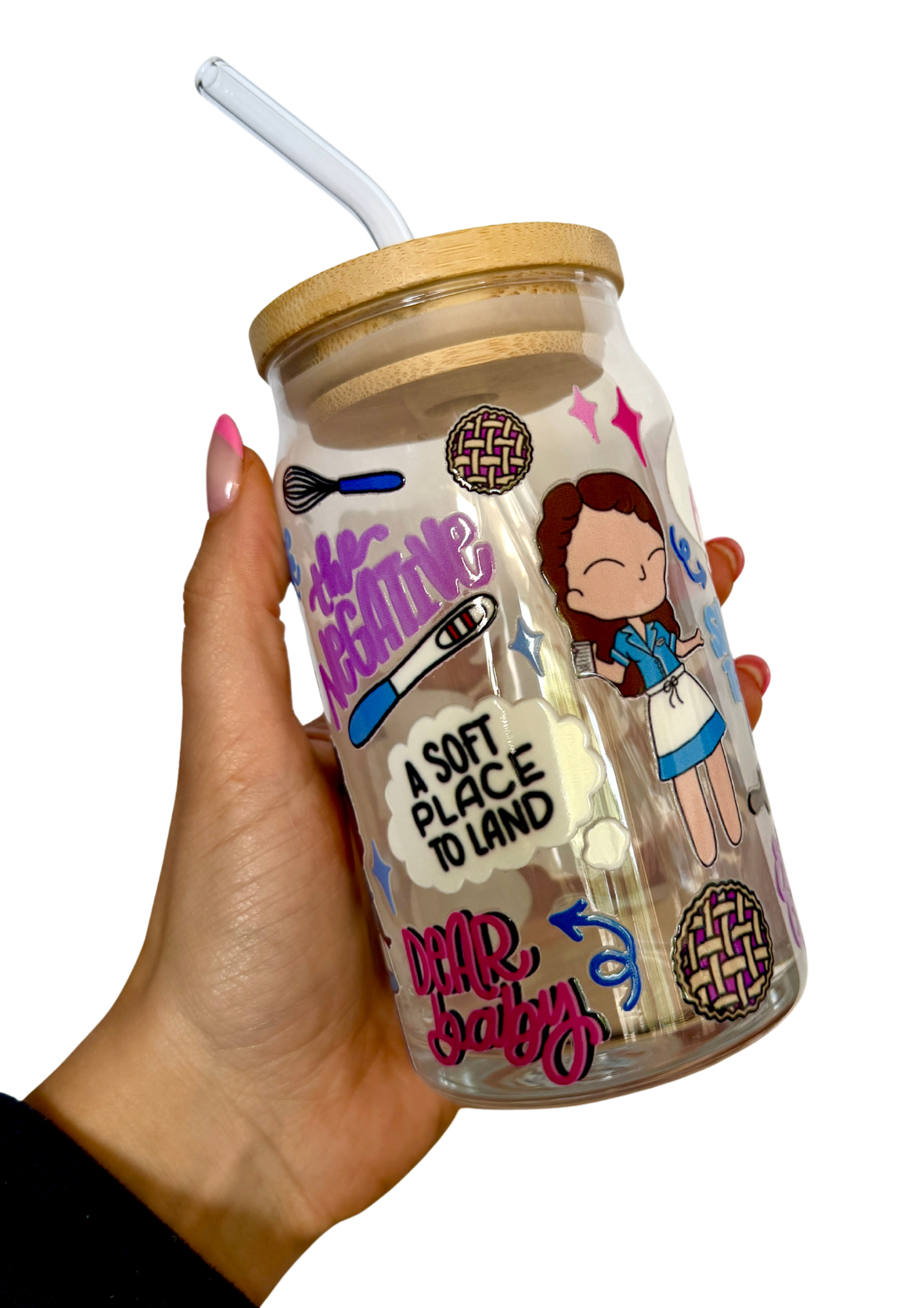 Waitress the musical Inspired Glass Tumbler Cup with Straw