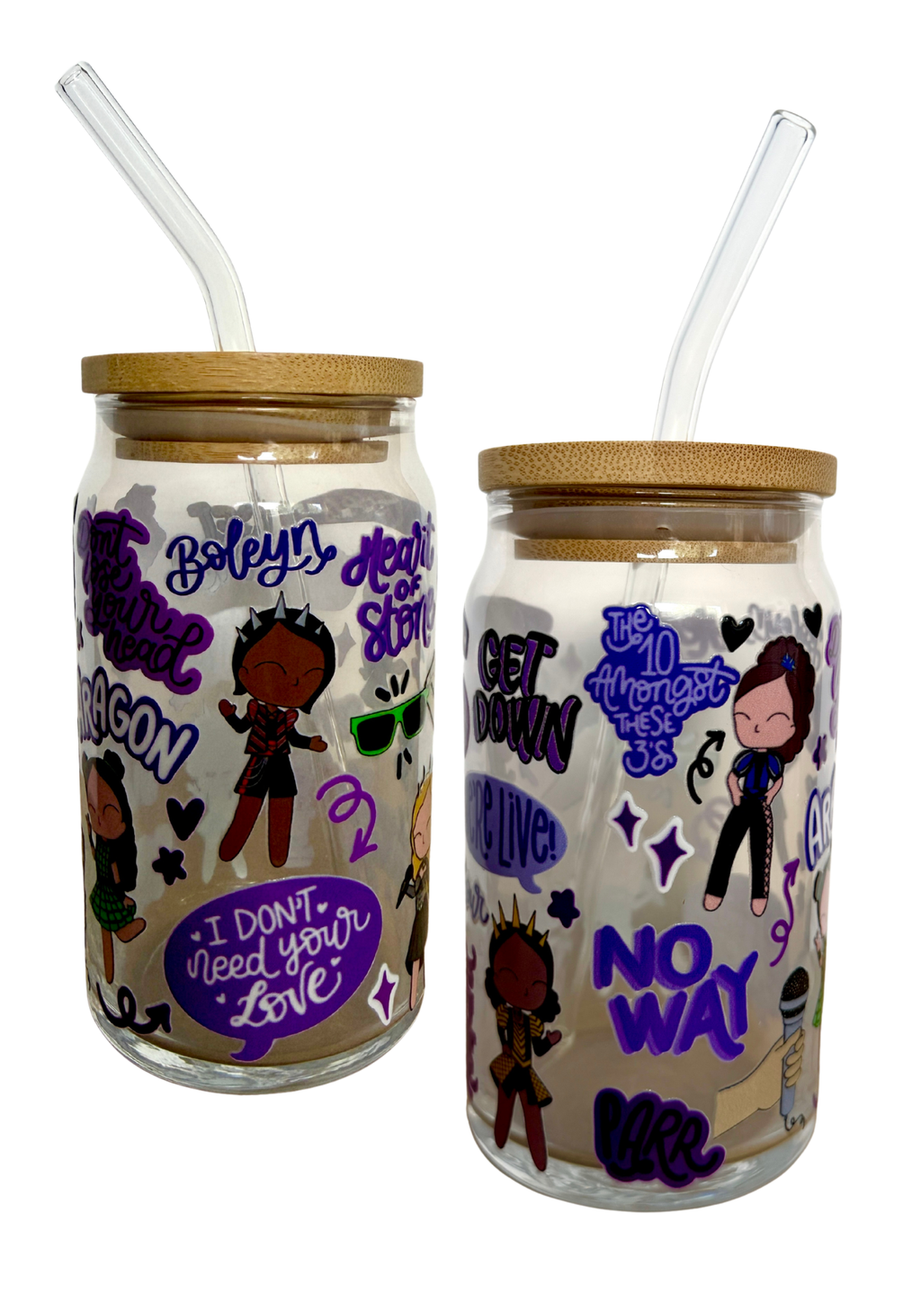 Six the Musical Inspired Glass Tumbler Cup with Straw
