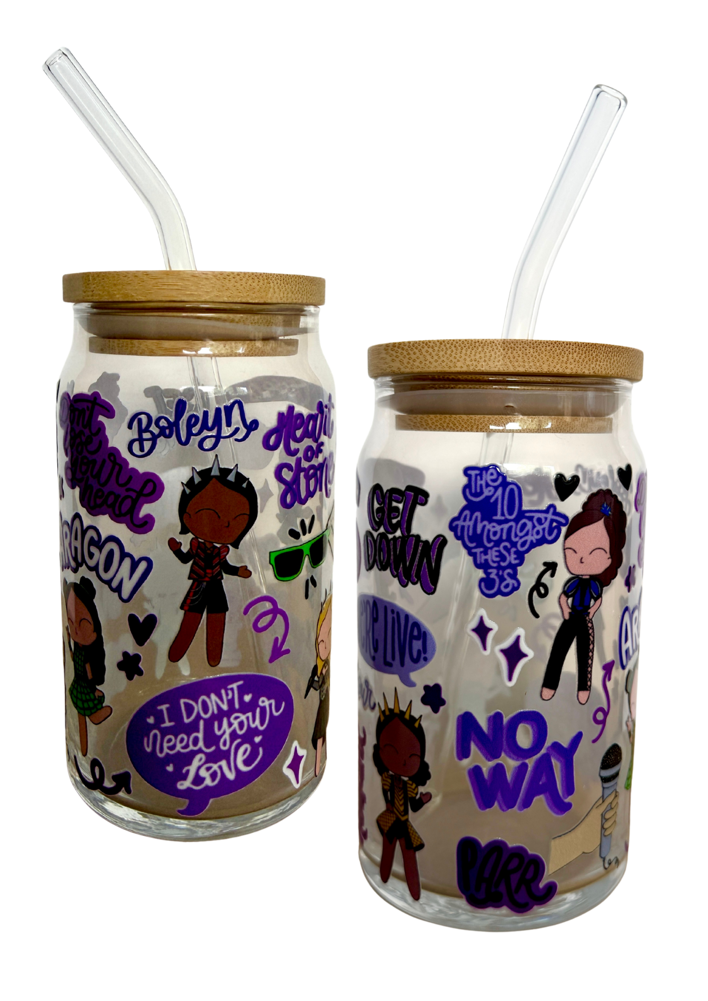 Six the Musical Inspired Glass Tumbler Cup with Straw