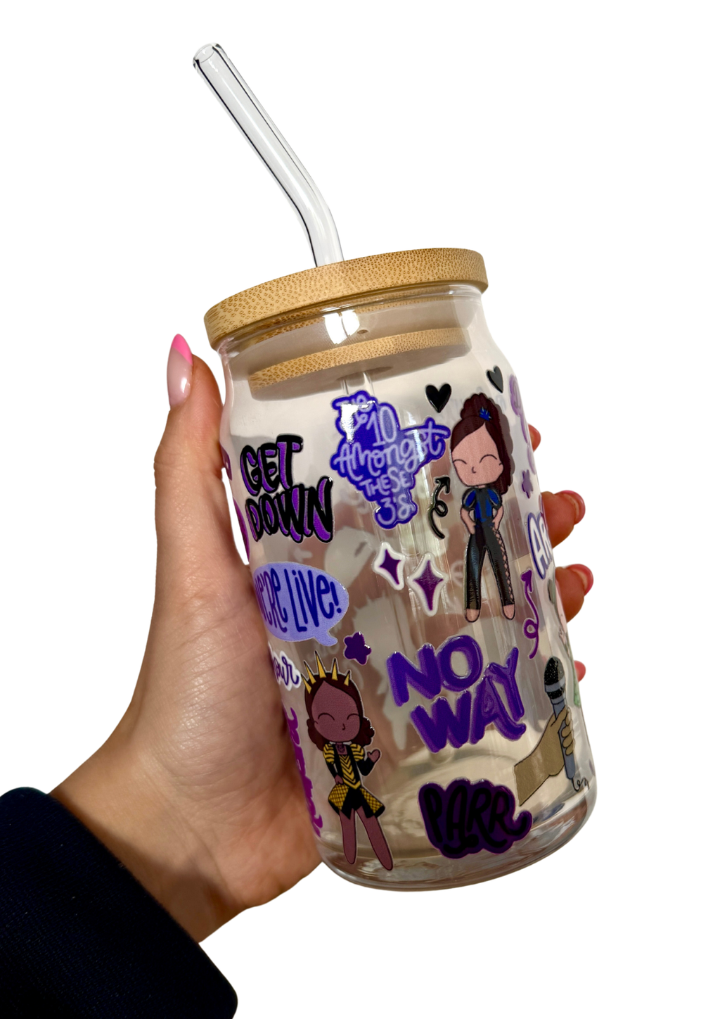 Six the Musical Inspired Glass Tumbler Cup with Straw