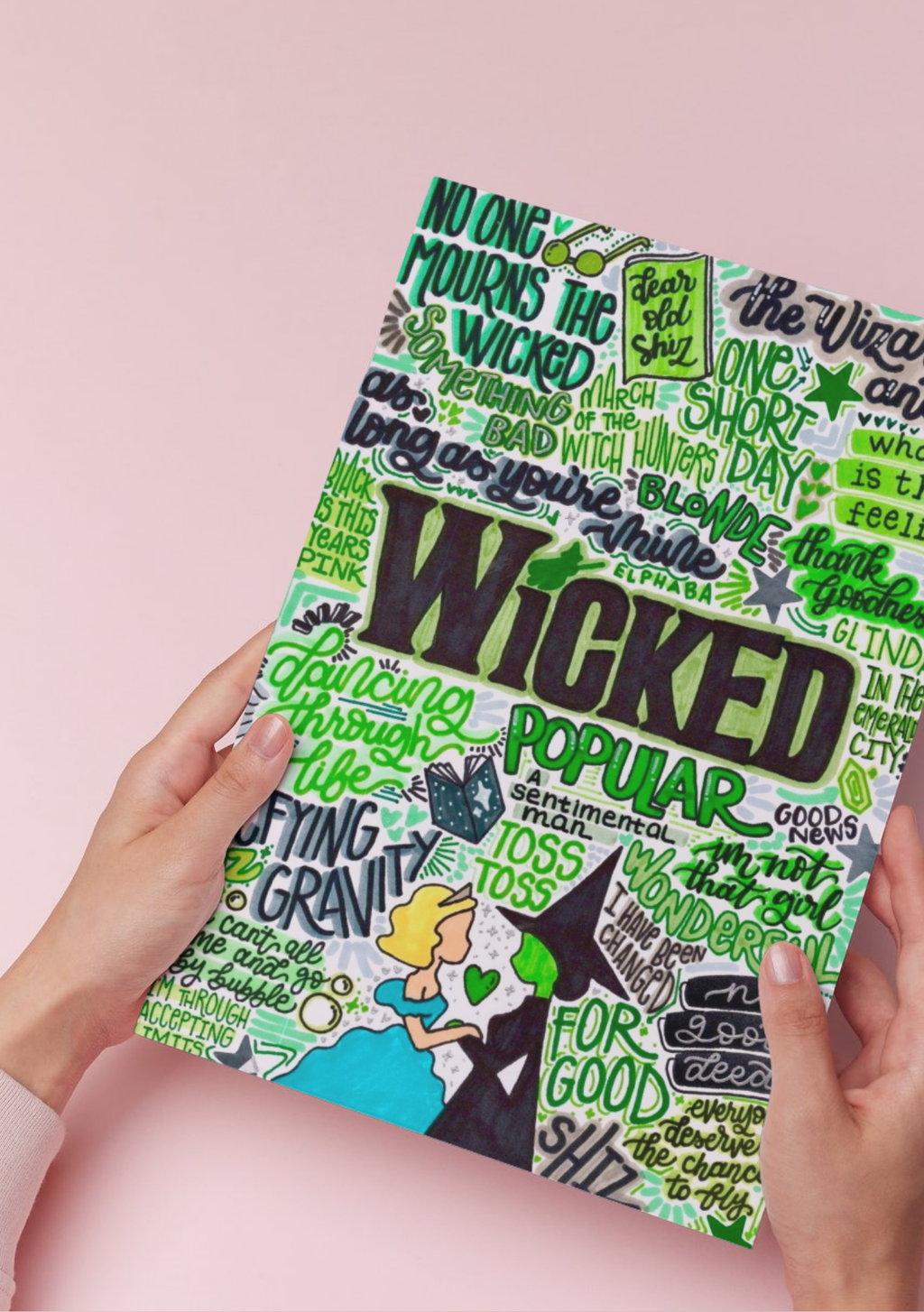 Wicked - Musical Inspired Glossy Print - Originally Hand Drawn