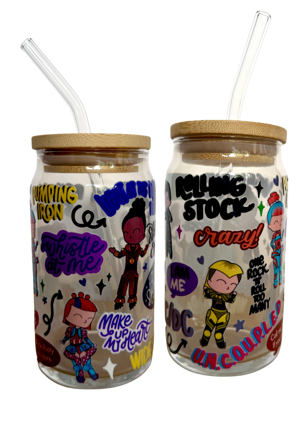 Starlight Express Inspired Glass Tumbler Cup with Straw