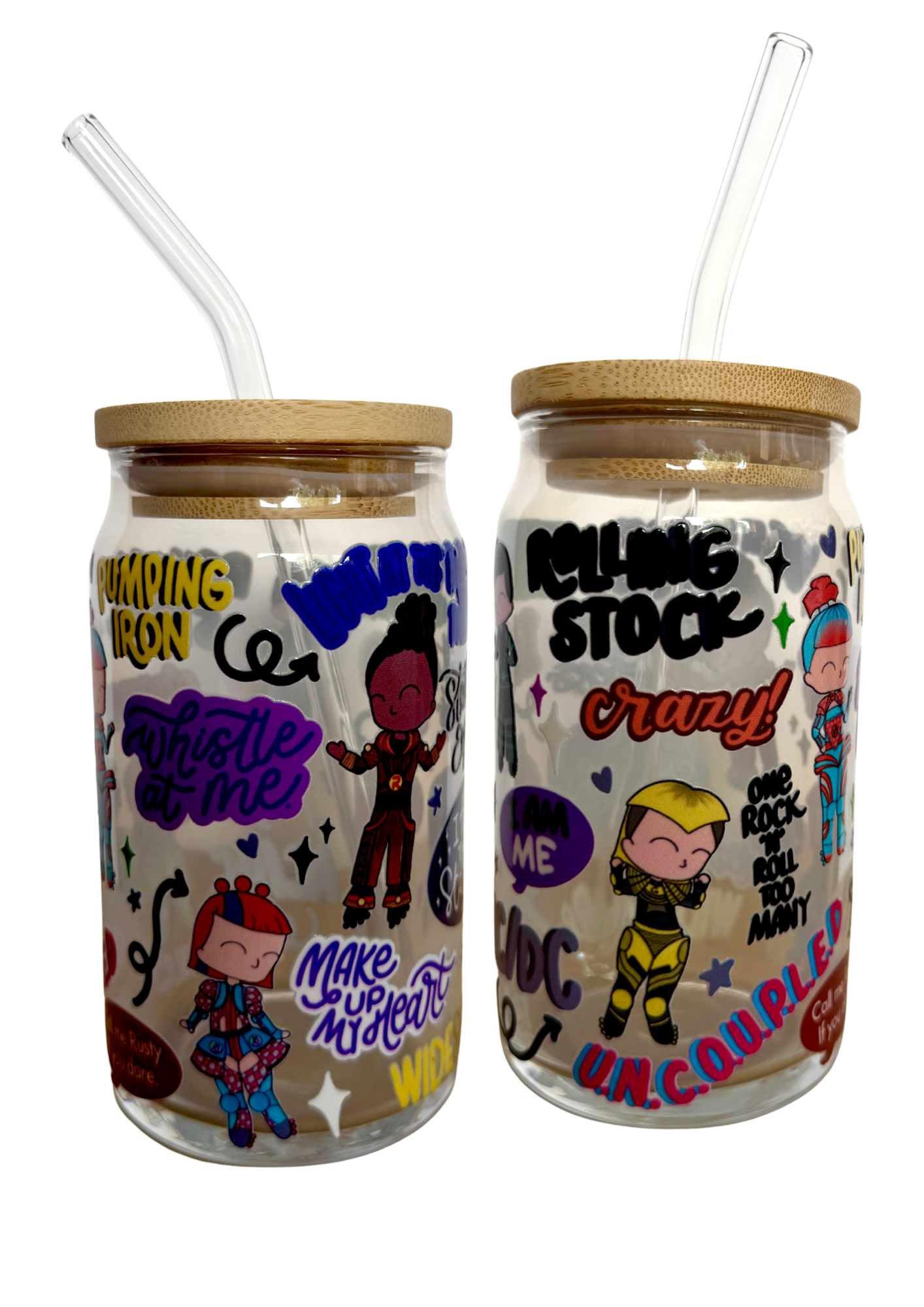 Starlight Express Inspired Glass Tumbler Cup with Straw