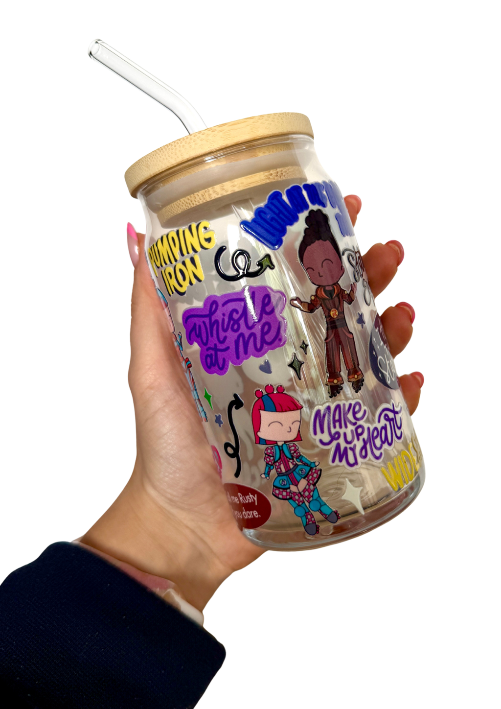 Starlight Express Inspired Glass Tumbler Cup with Straw