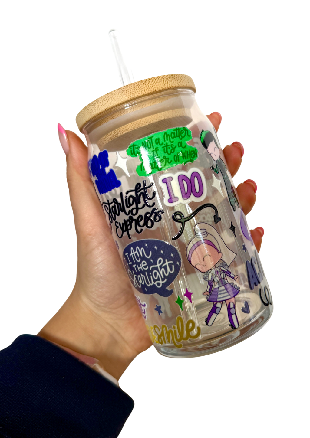 Starlight Express Inspired Glass Tumbler Cup with Straw