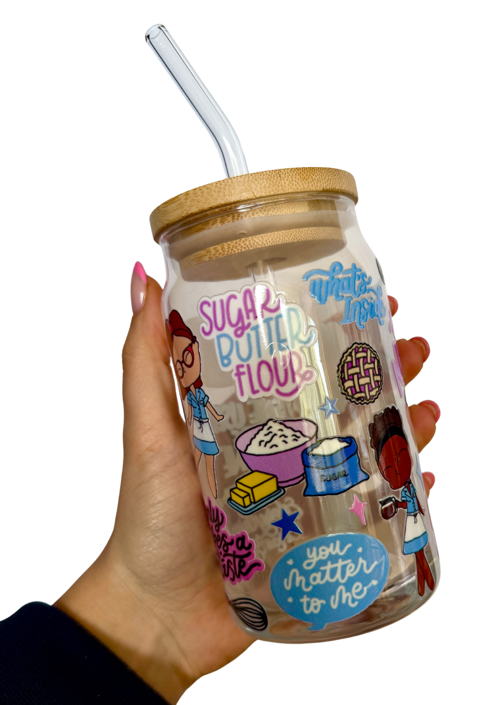 Waitress the musical Inspired Glass Tumbler Cup with Straw