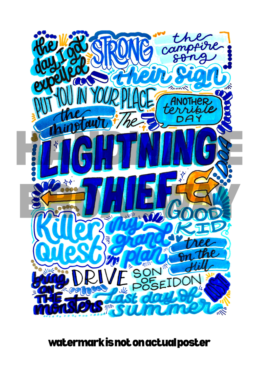 Percy Jackson The Lightning Thief - Musical Inspired Glossy Print - Originally Hand Drawn