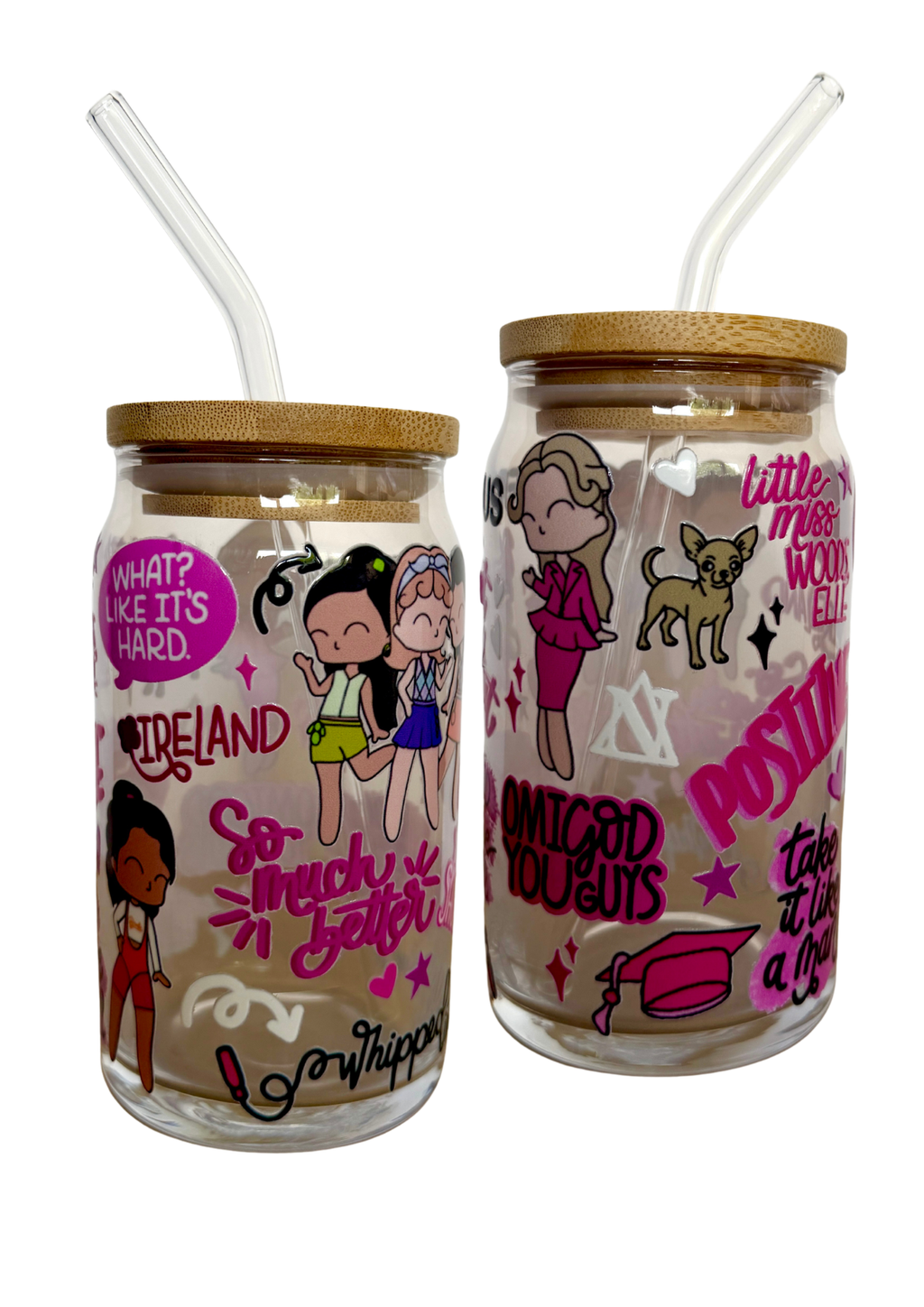 Legally Blonde Musical Inspired Glass Tumbler Cup with Straw