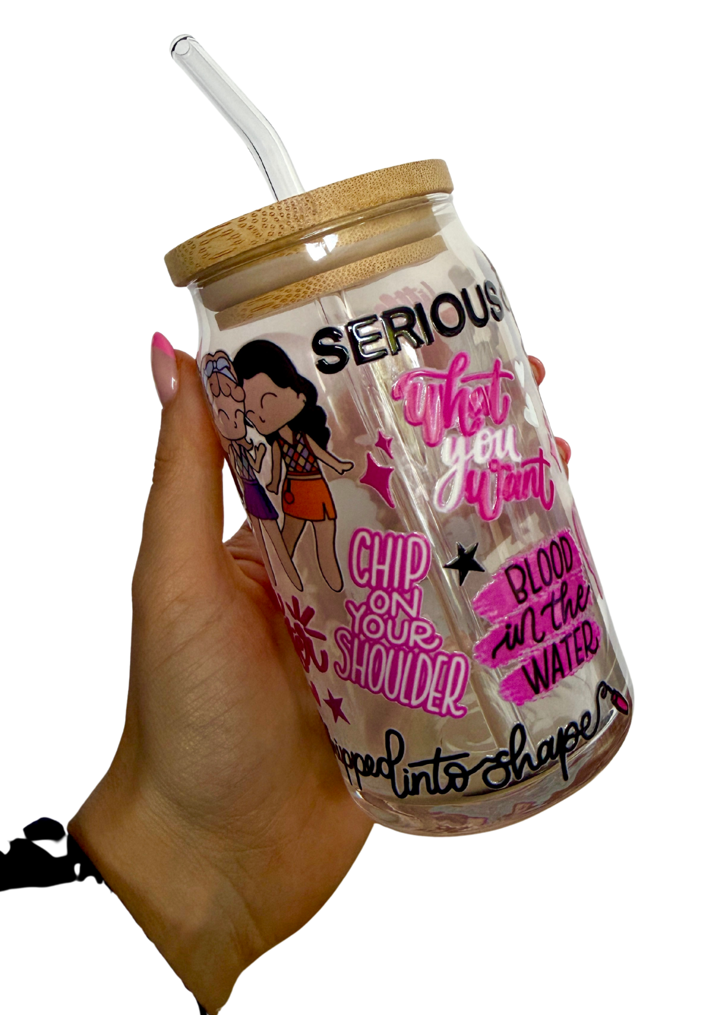 Legally Blonde Musical Inspired Glass Tumbler Cup with Straw