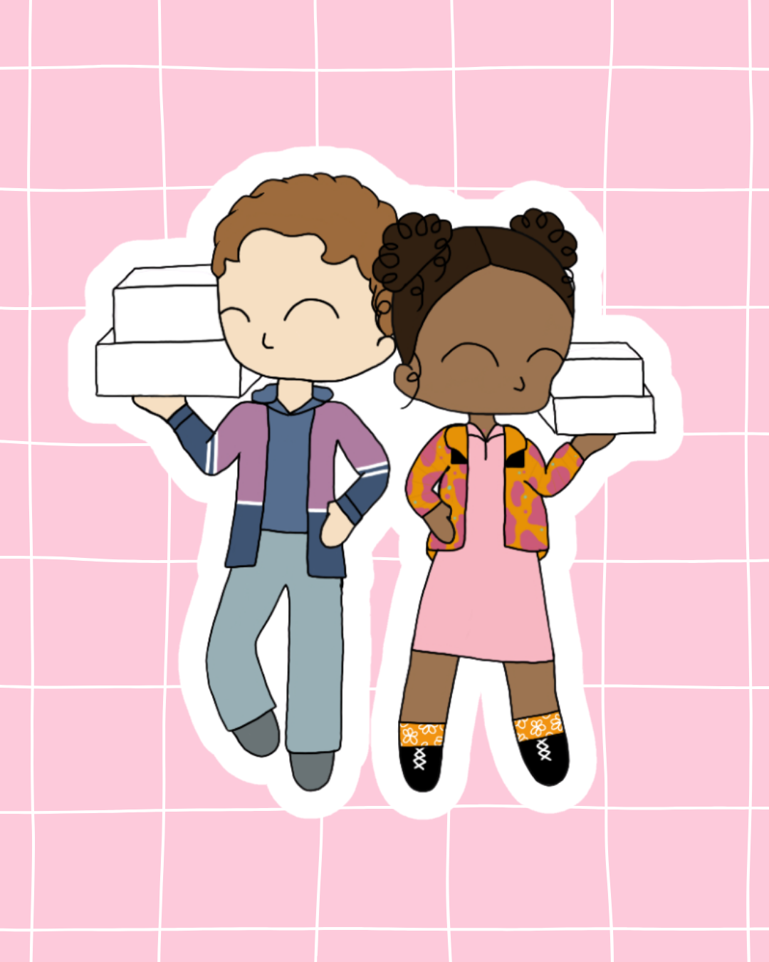Two strangers carry a cake across New York the Musical Inspired Vinyl Sticker – Two Strangers | Perfect for Laptops, Water Bottles, Scrapbooks & More