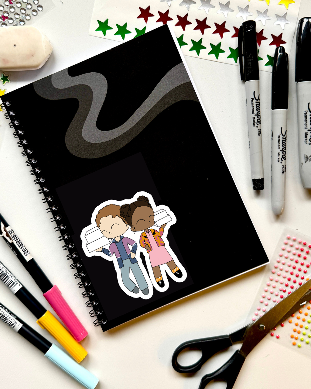 Two strangers carry a cake across New York the Musical Inspired Vinyl Sticker – Two Strangers | Perfect for Laptops, Water Bottles, Scrapbooks & More