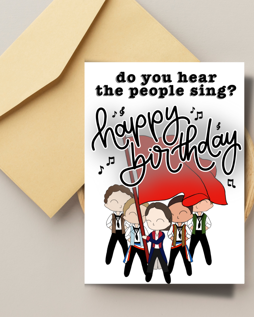 Les Miserables the musical Inspired Birthday Card and Envelope- Musical theatre gift