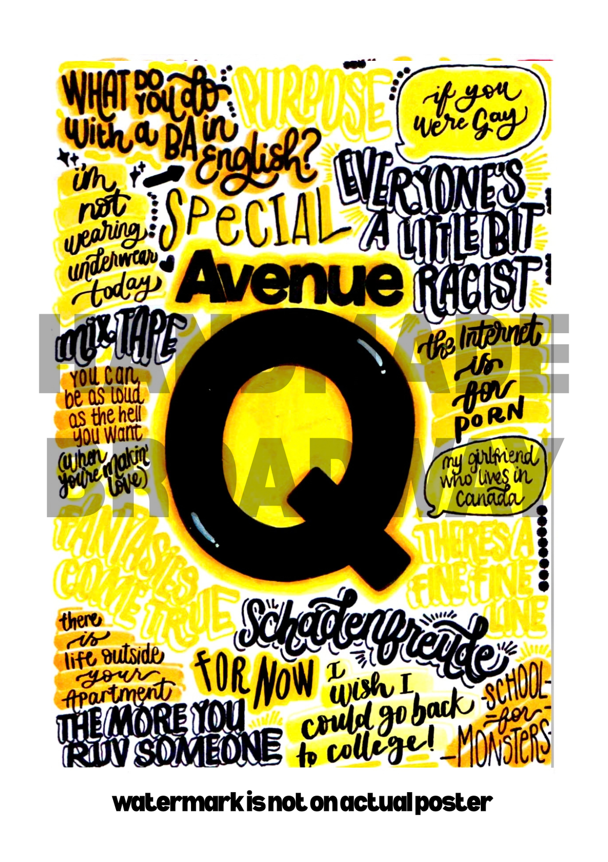 Avenue Q - Musical Inspired Glossy Print - Originally Hand Drawn