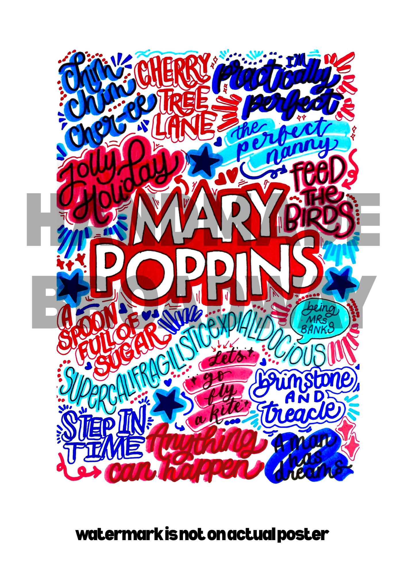 Mary Poppins - Musical Inspired Glossy Print - Originally Hand Drawn