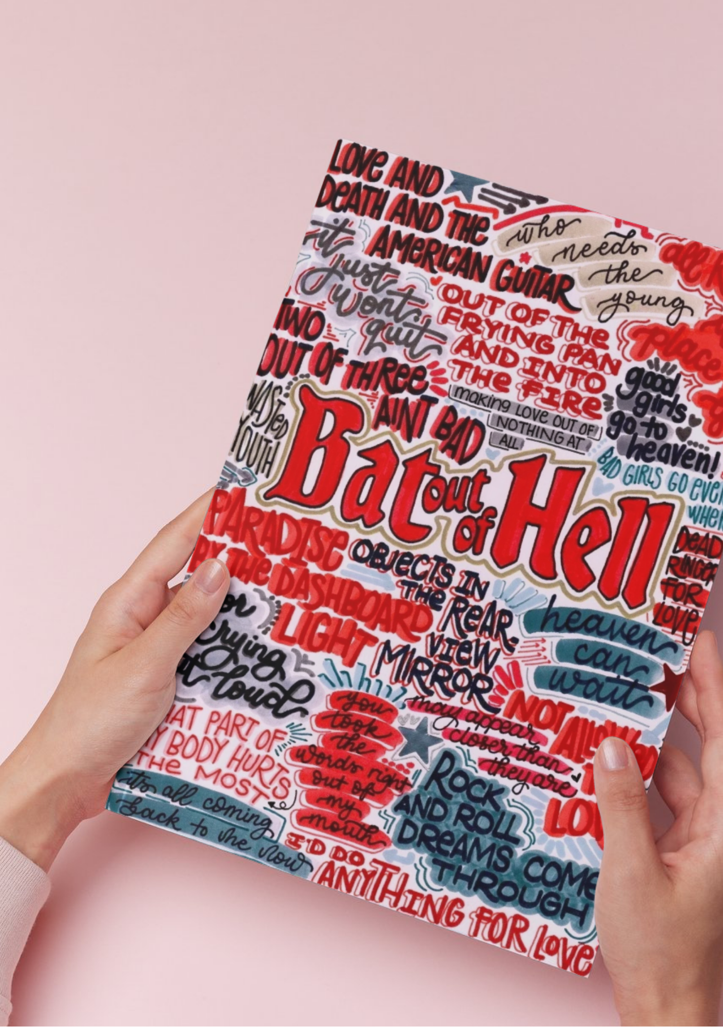 Bat Out Of Hell - Musical Inspired Glossy Print - Originally Hand Drawn