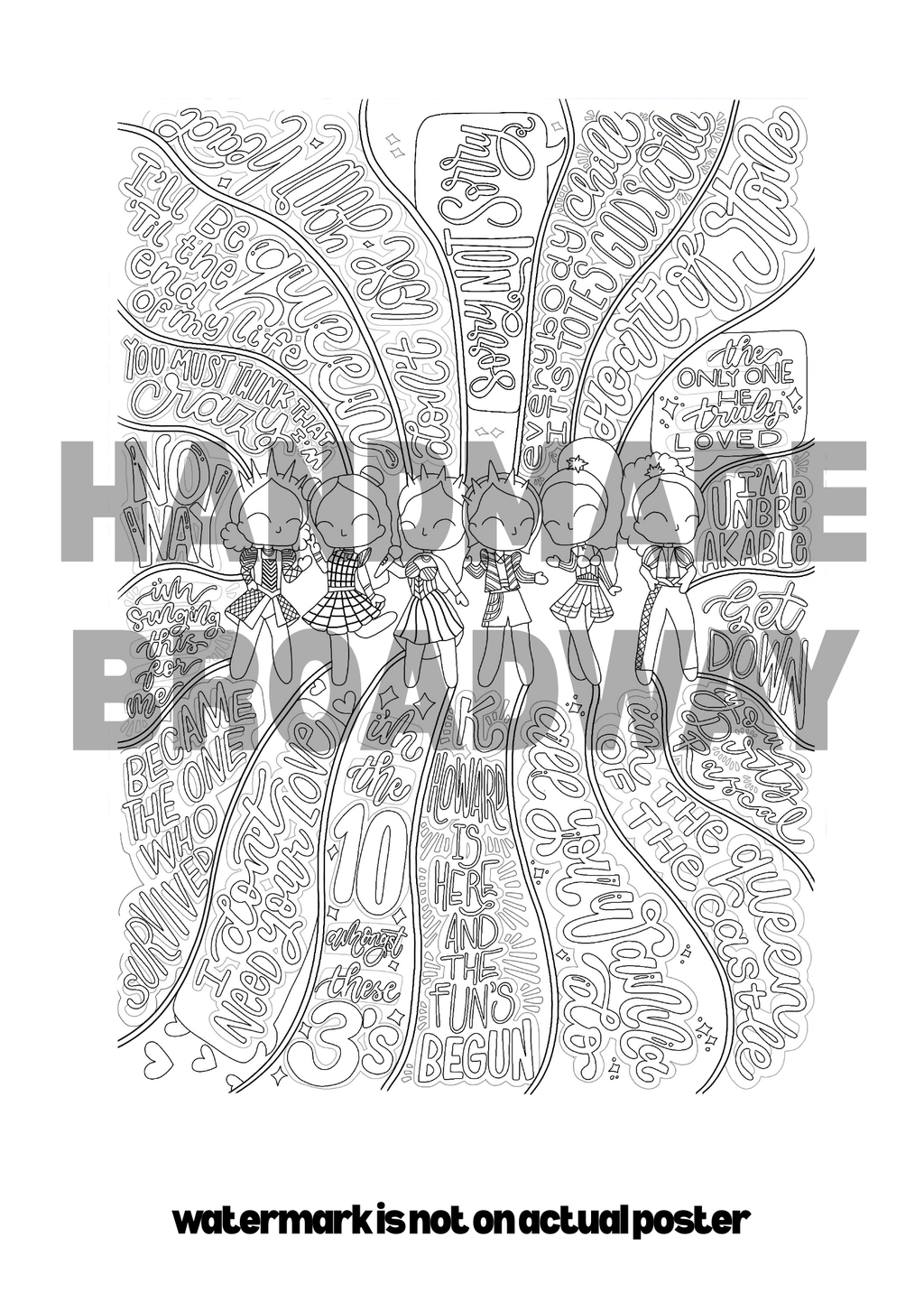 Six the Musical Colouring Sheet - Musical Inspired gift