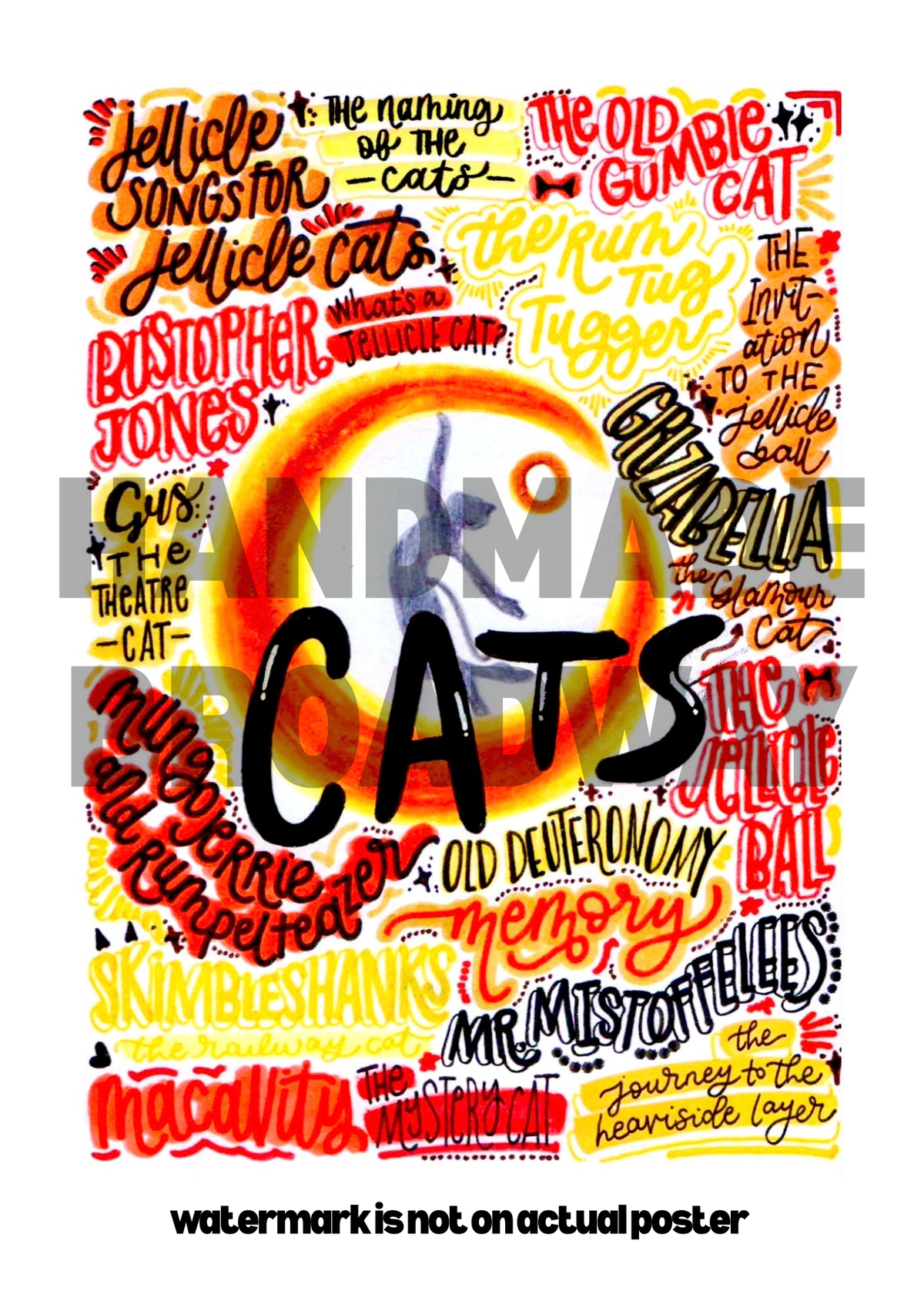 Cats - Musical Inspired Glossy Print - Originally Hand Drawn