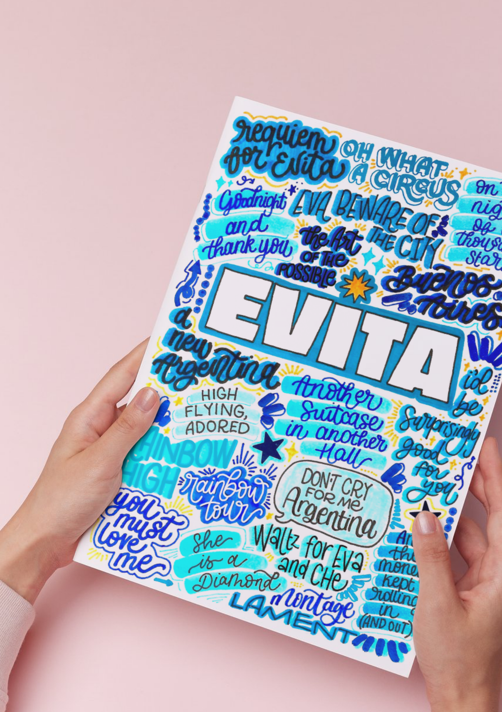 Evita London Production - Musical Inspired Glossy Print - Originally Hand Drawn