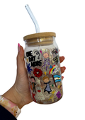 Mixed Musical Inspired Glass Tumbler Cup with Straw