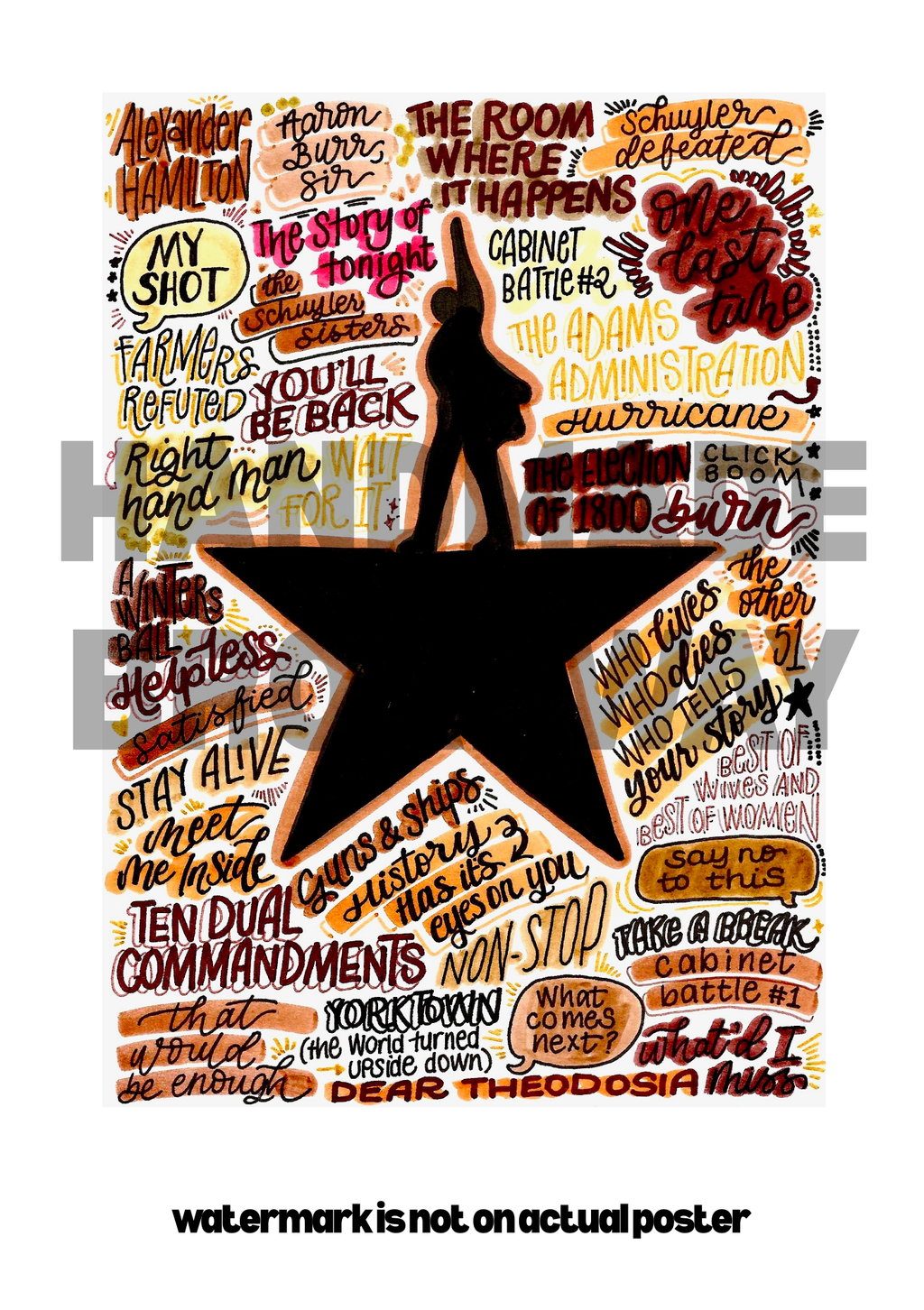 Hamilton- Musical Inspired Glossy Print - Originally Hand Drawn