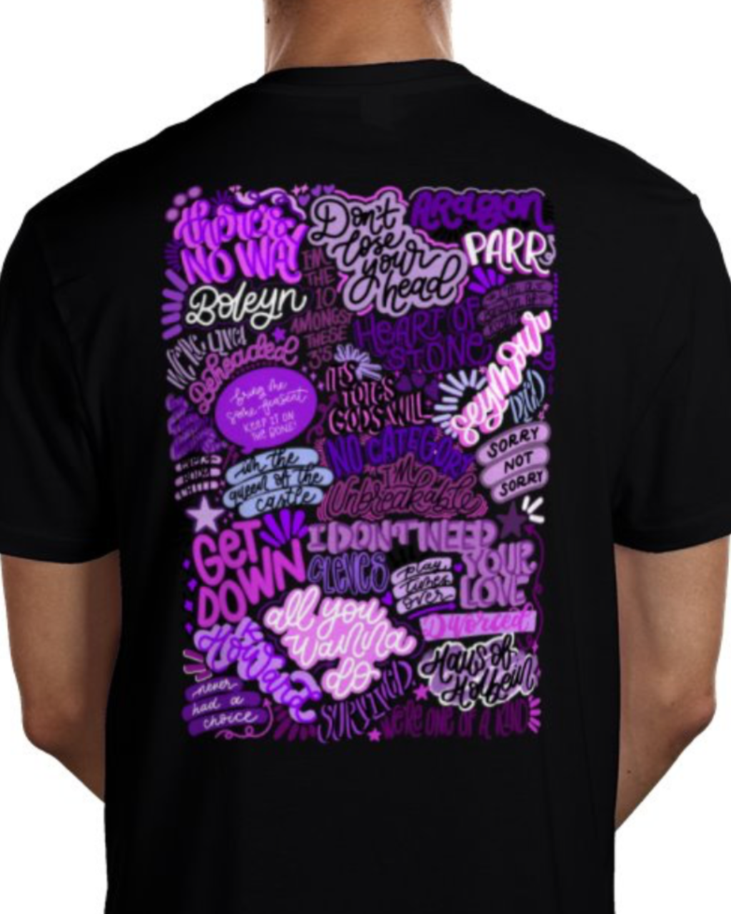 Six the musical inspired Hand-Drawn Artwork T shirt BLACK - Musical Theatre Clothing