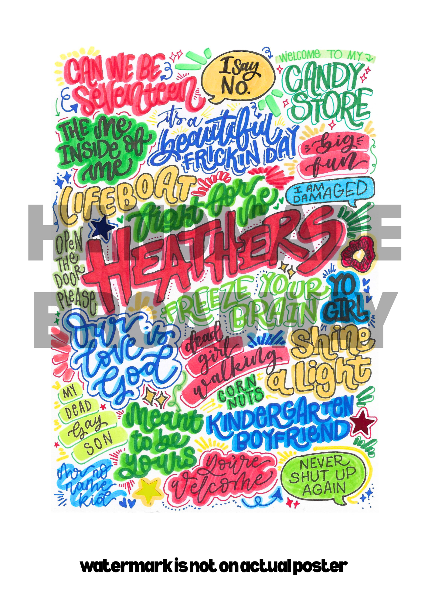 Heathers- Musical Inspired Glossy Print - Originally Hand Drawn