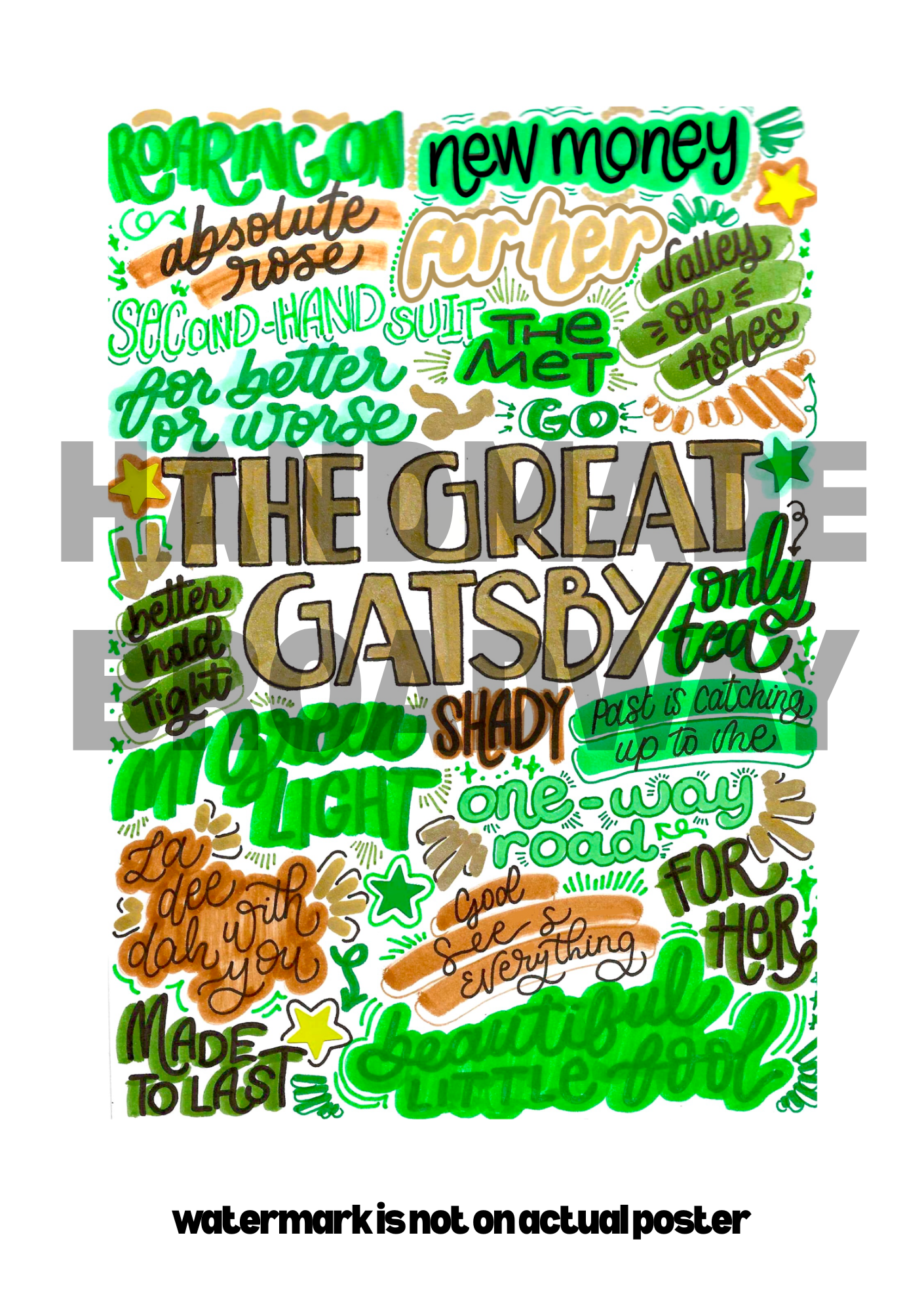 Great Gatsby- Musical Inspired Glossy Print - Originally Hand Drawn