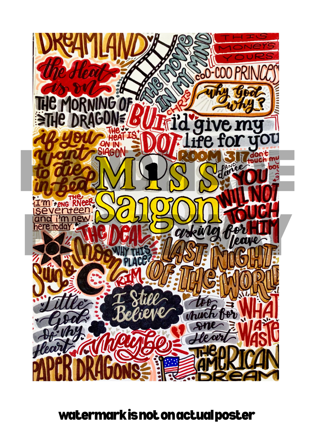Miss Saigon- Musical Inspired Glossy Print - Originally Hand Drawn