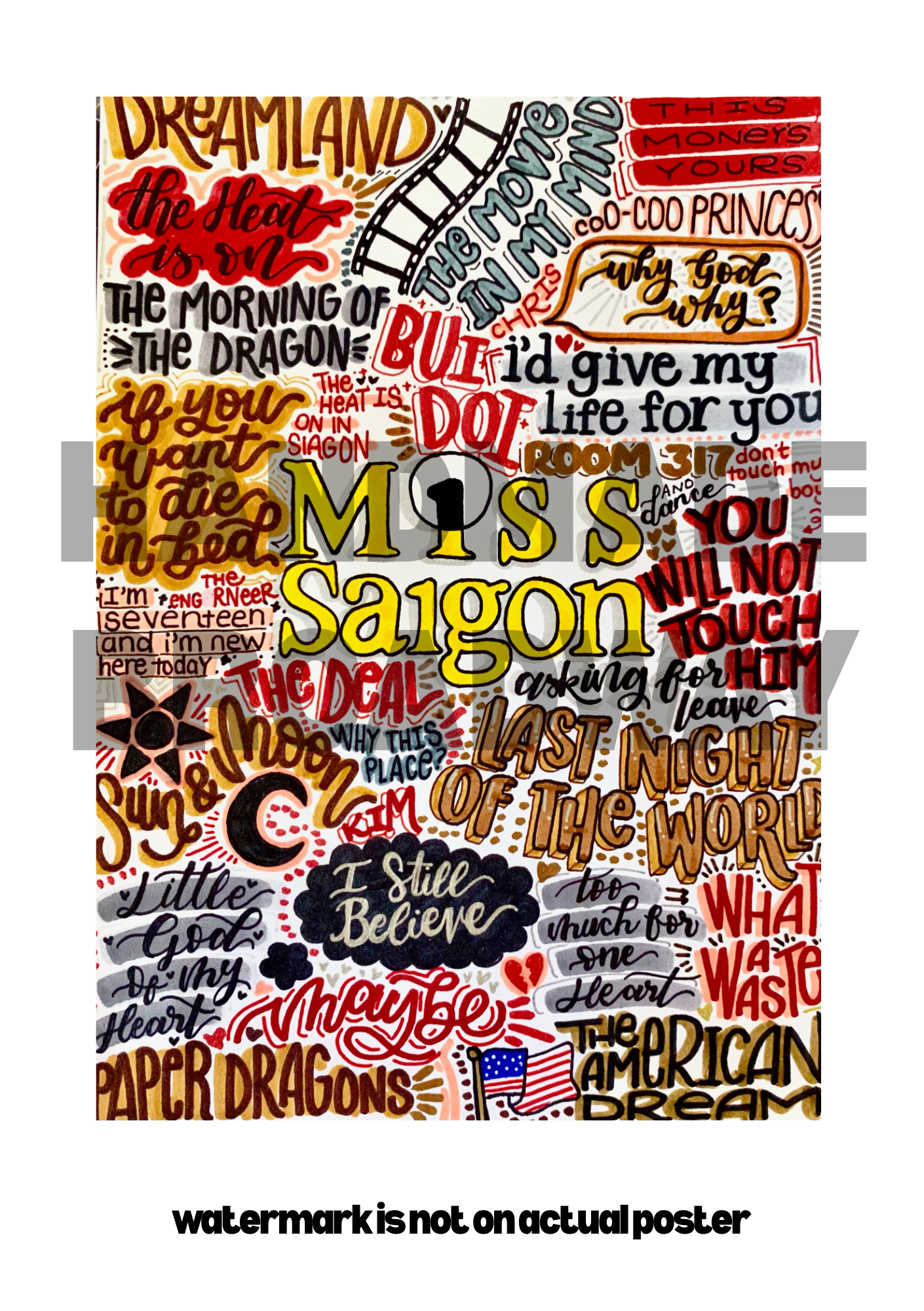 Miss Saigon- Musical Inspired Glossy Print - Originally Hand Drawn