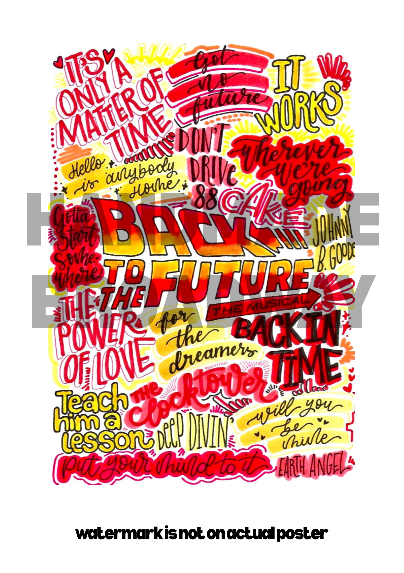 Back to the Future- Musical Inspired Glossy Print - Originally Hand Drawn