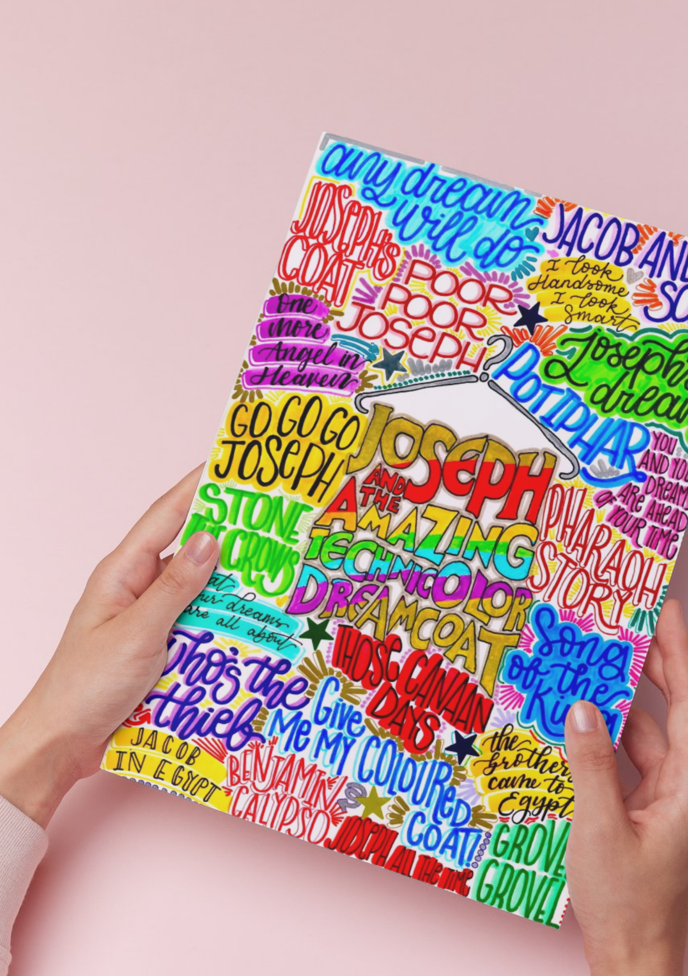 Joseph and his amazing technicolour dreamcoat- Musical Inspired Glossy Print - Originally Hand Drawn